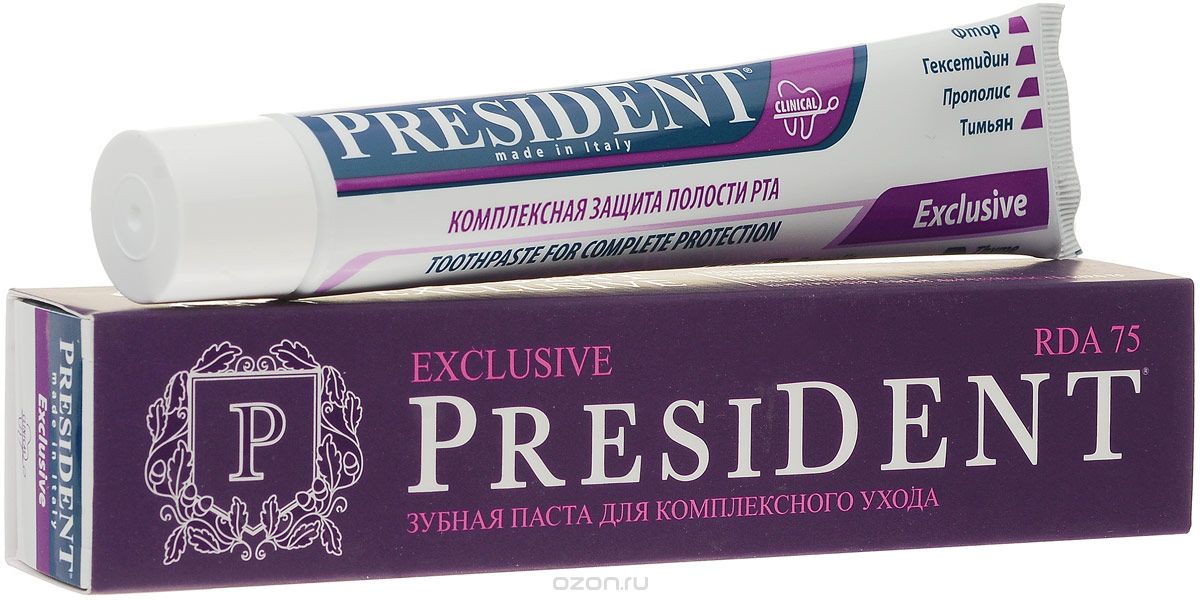 President зубная. Зубная паста President Exclusive, 75 мл. Зубная паста President Exclusive комплексная защита полости рта 75 мл.. President Exclusive 75 мл. Президент профи эксклюзив зубная паста.