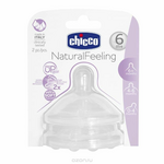 Chicco Соска Natural Feeling силиконовая для густой пищий от 6 месяцев 2 шт