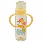 Бутылочка для кормления Happy Baby с ручками и силиконовой соской Baby Bottle Yellow 10007 (узкое горлышко) 250 мл