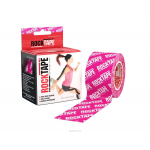 Rocktape Кинезиотейп Classic, цвет: розовый логотип, 5см х 5м