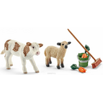 Schleich Набор фигурок Уход за животными с теленком и ягненком 41422