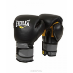 Боксерские перчатки Everlast "Pro Leather Strap", цвет: черный. Вес 12 унций 691201