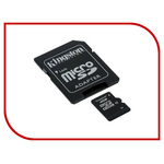 Карта памяти 4Gb - Kingston - Micro Secure Digital HC Class 4 SDC4/4GB с переходником под SD