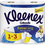 Kleenex Cottonelle Туалетная бумага "Extra Long", двухслойная, цвет: белый, 4 рулона. 9450044 9450044_синяя упаковка