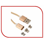 Аксессуар Red Line Magnetic USB - USB Type-C/Lightning 8 pin/microUSB Gold