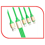 Аксессуар Liberty Project USB-кабель 3в1 8-pin/MicroUSB/Type-C Green 0L-00032782