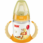 Бутылочка для кормления NUK First Choice учебная с ручками, 150 мл + силиконовая соска (бежевая) 10 743 348