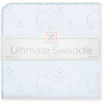 SWADDLE DESIGNS Inc. США ultimate Receiving Blanket Elephant on Sunwashed Blue пеленка фланель SD-35 SD-352SB