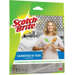 Салфетка микроволоконная Scotch-Brite "High-Tech", цвет: серый, 30 х 32 см 7000039533