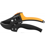 Секатор "Fiskars Quality" контактный с храповым механизмом, цвет: черный, оранжевый, 19 см 111670