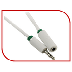 Аксессуар Greenconnect Premium 3.5 Jack M - 3.5 Jack F 1.0m White-Green GCR-STM1662-1.0m