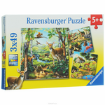 Ravensburger Лес, зоопарк, домашние животные. Пазл, 3 х 49 элементов 09265