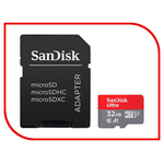 Карта памяти 32Gb - SanDisk Ultra Micro Secure Digital HC - Class 10 UHS-1 SDSQUAR-032G-GN6MA с переходником под SD (Оригинальная!