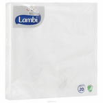 Салфетки "Lambi", трехслойные, цвет: белый, 33 см х 33 см, 20 шт