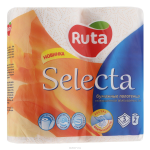 Полотенца кухонные бумажные Ruta "Selecta", трехслойные, цвет: белый, оранжевый, 2 рулона