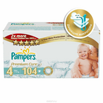 Pampers Premium Care Подгузники 4, 7-14 кг, 104 шт