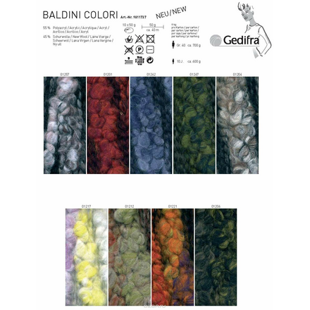 Пряжа для вязания "Baldini Colori", цвет: зеленый, черный (01267), 40 м, 50 г