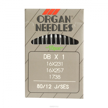 Иглы для промышленных машин "Organ" DB x 1/ 80 J (SES), 10 шт