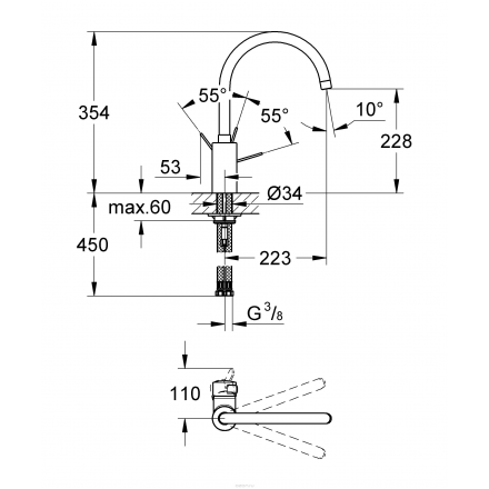 Смеситель для кухни GROHE "Eurosmart Cosmopolitan" (32843000)