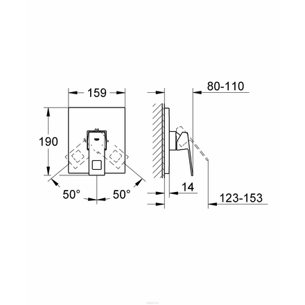 Смеситель встраиваемый для душа GROHE Eurocube (внешняя панель для арт. 35501000) (19898000)