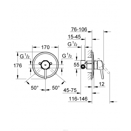 Смеситель встраиваемый для душа GROHE Concetto new (без встр. механизма) (32213001)