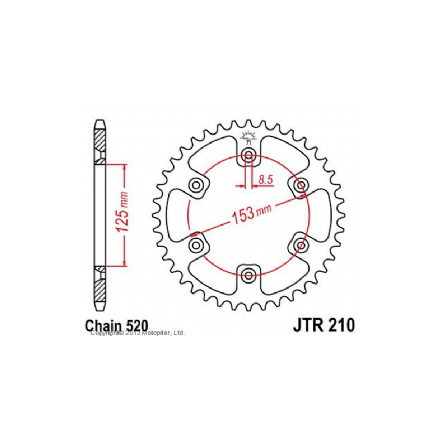 JT Звезда задняя (ведомая) R210 для мотоцикла стальная