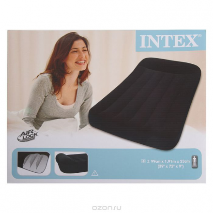 Кровать надувная Intex Pillow Rest Classic 99х191х23 см, цвет: черный. 66767