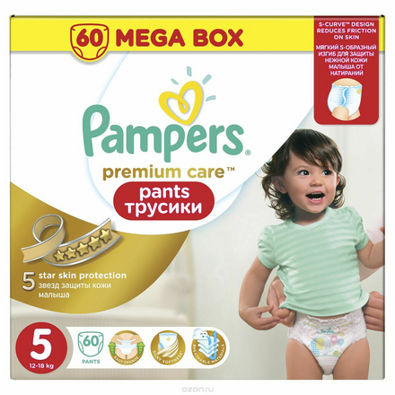 Pampers Подгузники-трусики Premium Care Pants 12-18кг размер 5 60 шт