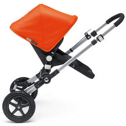 BUGABOO Коляска 2 в 1 Cameleon3  BLACK/ ORANGE серебристое шасси капюшон с расширением