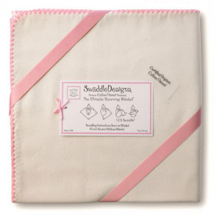 SWADDLE DESIGNS Inc. США пеленка фланель Organic Receiving Blanket Bright Pink Edge