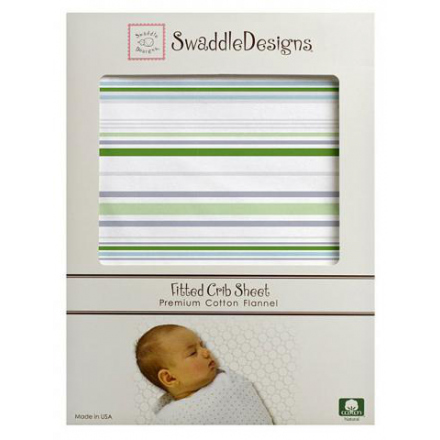 SWADDLE DESIGNS Inc. США простынь детская Fitted Crib Sheet Pure Green Stripe