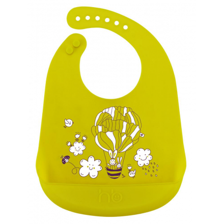 HAPPY BABY Нагрудник силиконовый мягкий BIB POCKET New Lime