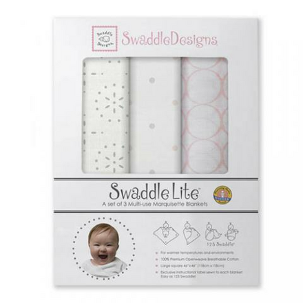 SWADDLE DESIGNS Inc. США набор легких пеленок 3шт.SwaddleLite Sparklers Pt Pink Тонкие 3