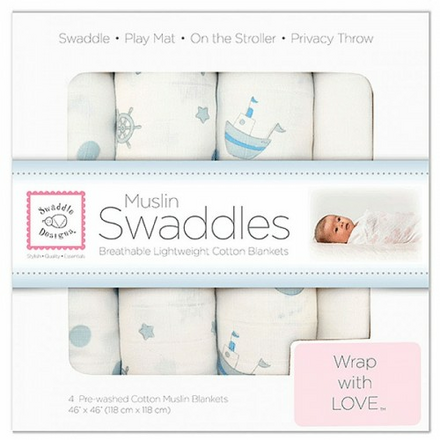 SWADDLE DESIGNS Inc. США муслиновые пеленки 4 шт. Muslin Swaddle Blanket Bl