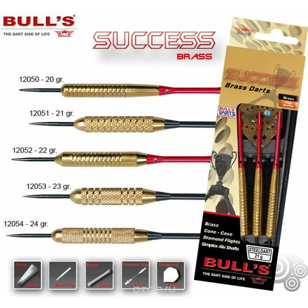 Набор дротиков Bull's "Success-Steeldart", цвет: красный, золотистый, 22 г, 3 шт