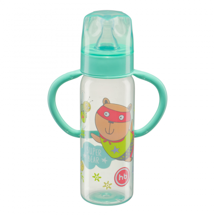 HAPPY BABY Бутылочка  для кормления с ручками и силиконовой соской &quot;BABY BOTTLE&quot; mint