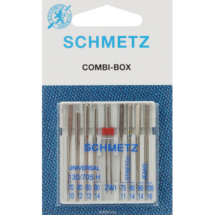 Иглы комбинированные "Schmetz" № 70, 80(2), 90, 75, 90(S), 90,100(J), 80/2 0, 9 шт