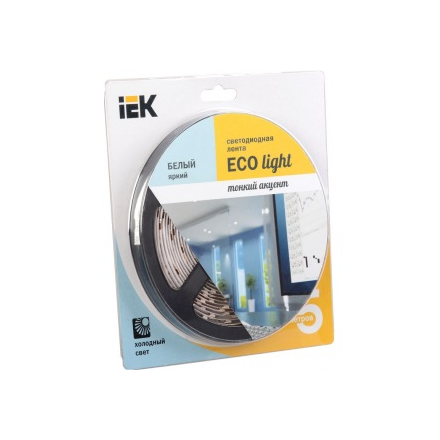 Светодиодная лента iek eco led lsr-3528w120-9.6-ip65-12v уп.5м бел. lsr1-2-120-65-1-05 302234