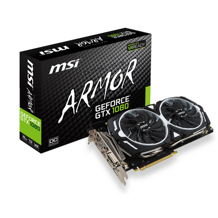 Видеокарта MSI 8192Mb GTX 1080 Armor 8G OC DVI-D, HDMI, 3xDP Ret