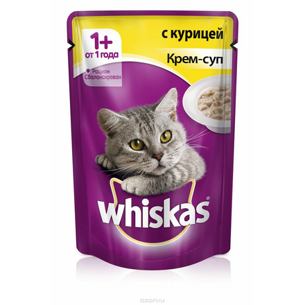 Консервы для кошек "Whiskas" крем-суп с курицей, 85г 58687