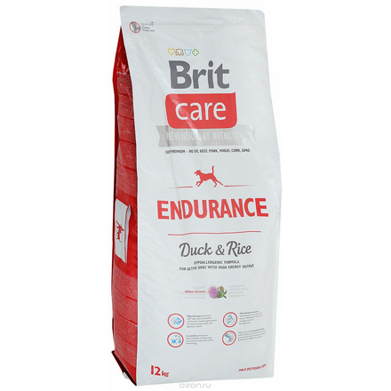 Корм сухой для активных собак Brit Care "Endurance. Утка с рисом", 12 кг 8595602510368