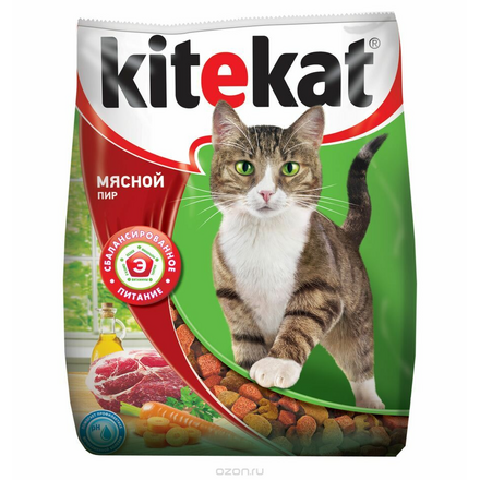 Корм сухой для взрослых кошек "Kitekat", мясной пир, 350 г 40424