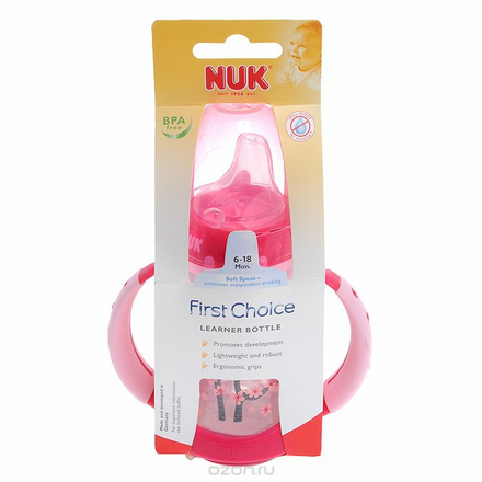 Бутылочка-поильник NUK "First Choice", с силиконовым носиком, от 6 до 18 месяцев, цвет: розовый, 150 мл 10 743 392