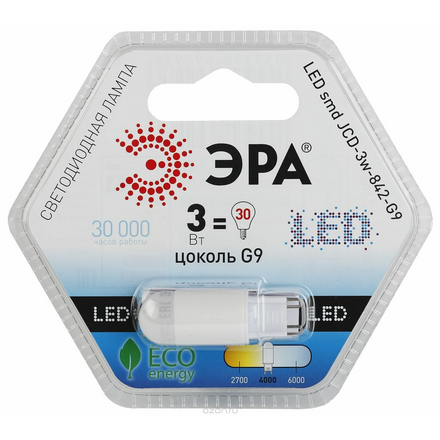 Лампа светодиодная "ЭРА", LED smd JCD-3w-842-G9 5055398692936