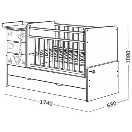 Кровать трансформер СКВ 4 ящика маятник поперечный Жираф 5400 Белая