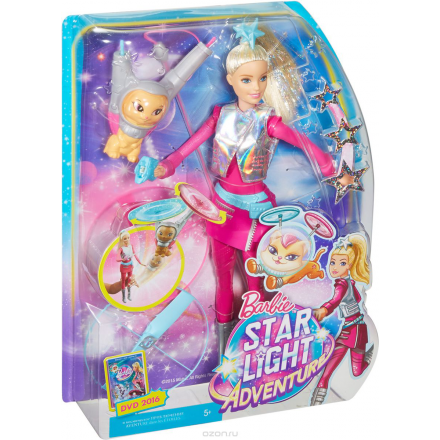 Barbie Игровой набор с куклой Барби и летающий кот Попкорн DWD24