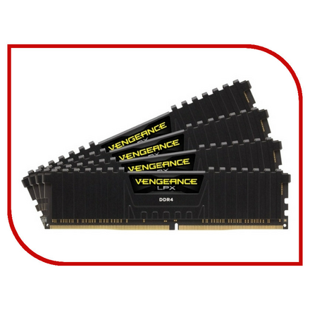 Модуль памяти Corsair Vengeance LPX DDR4 DIMM 2800MHz PC4-22400 CL14 - 64Gb KIT (4x16Gb) CMK64GX4M4B2800C14