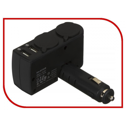 Аксессуар Ginzzu GA-4515UB 2xUSB 3100mA Black