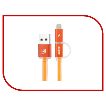 Аксессуар Remax Lightning + microUSB Aurora 2 в 1 для iPhone 6/6 Plus 1m Orange 14306