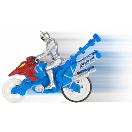 Power Rangers Фигурка Dino Stunt Bike and Silver Ranger 43070_43078_cиний, красный/серый